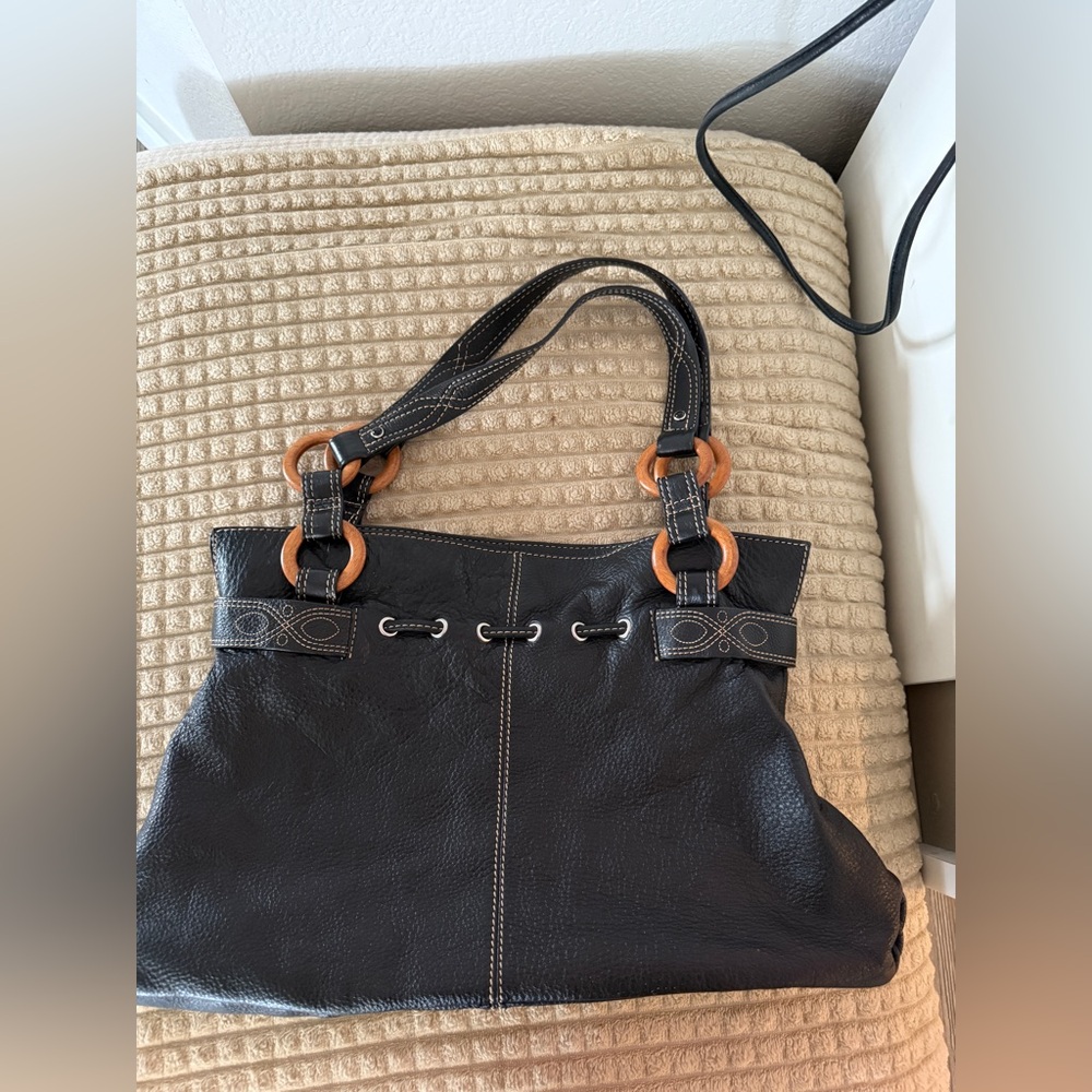 The Sak Black Leather Bag Purse Satchel
